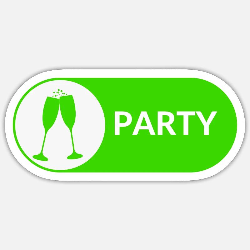 Party-Button - Sticker Größe S (10 x 10 cm) - Mattweiß