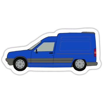 Blue French Van - Sticker size S (10 x 10 cm) - white matte - Front