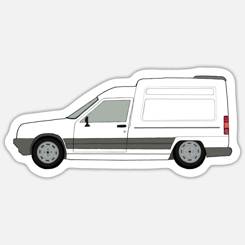 Van blanc Français Gauche - Sticker taille S (10 x 10 cm) - blanc mat