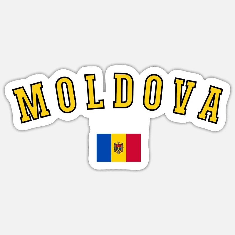 Drapeau de la Moldavie - Sticker taille S (10 x 10 cm) - blanc mat