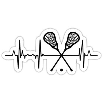 Lacrosse Herzlinie - Sticker Größe S (10 x 10 cm) - Mattweiß - Vorne