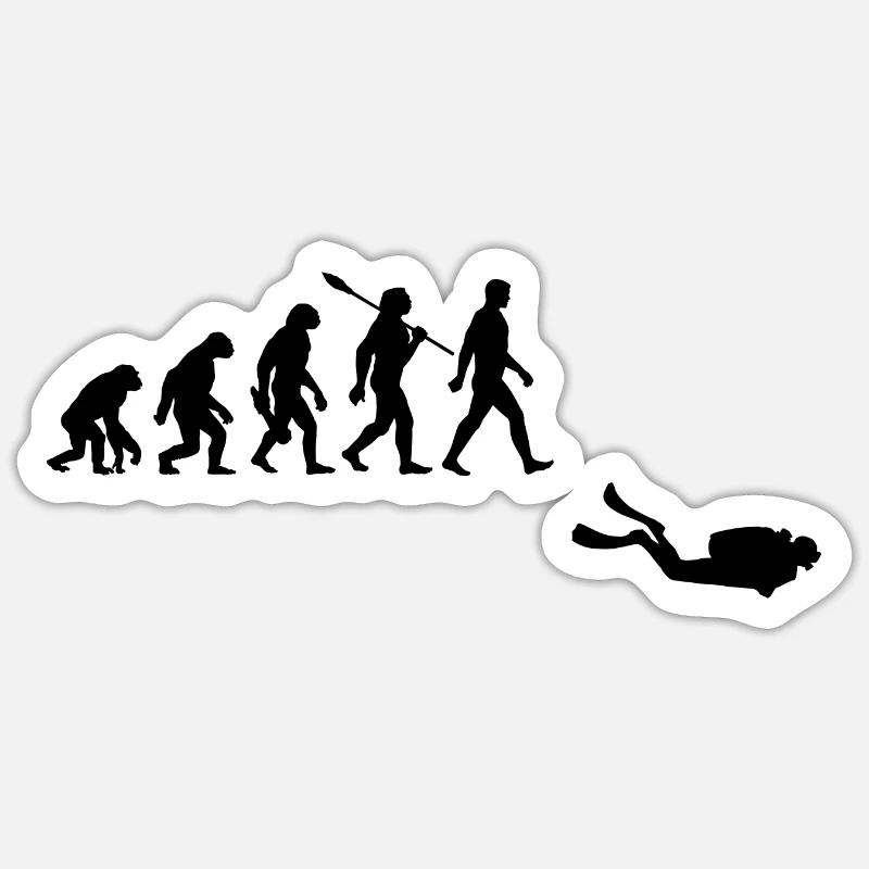 Evolution Tauchen Taucher Sticker Größe S (10 x 10 cm)