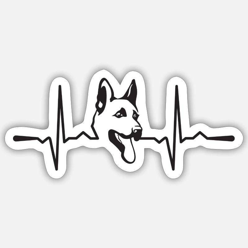 Deutscher Schäferhund Herzschlag - Sticker Größe S (10 x 10 cm) - Mattweiß