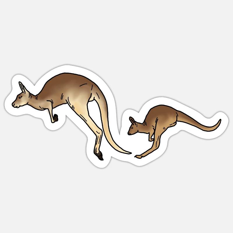 Känguru Mutter und Kind farbig Sticker Größe S (10 x 10 cm)