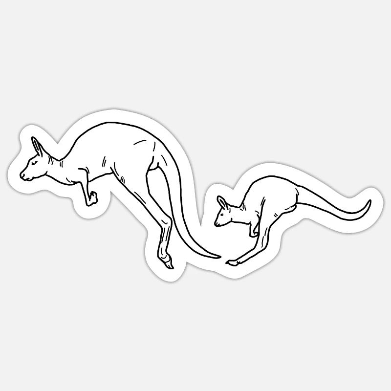 Känguru Mutter und Kind schwarzweiss - Sticker Größe S (10 x 10 cm) - Mattweiß