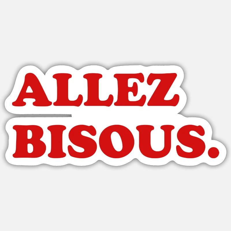 ALLEZ BISOUS - Sticker taille S (10 x 10 cm) - blanc mat