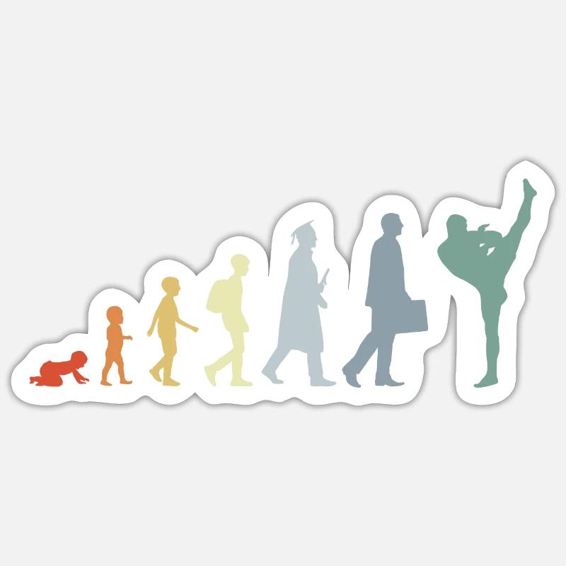 Évolution du kickboxing vintage Sticker taille S (10 x 10 cm)