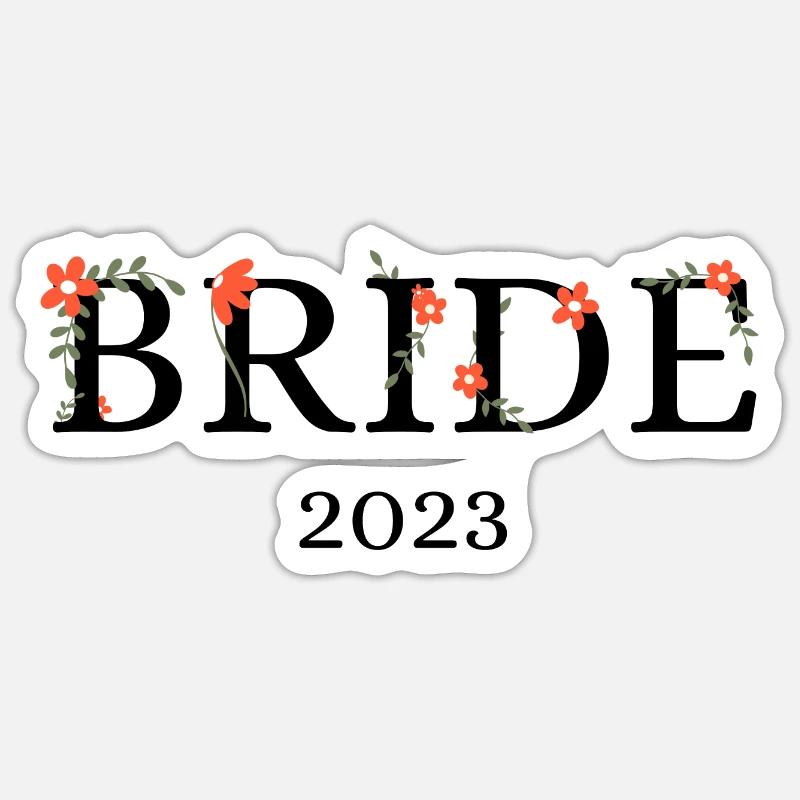 Bride 2023 floral - Sticker taille S (10 x 10 cm) - blanc mat