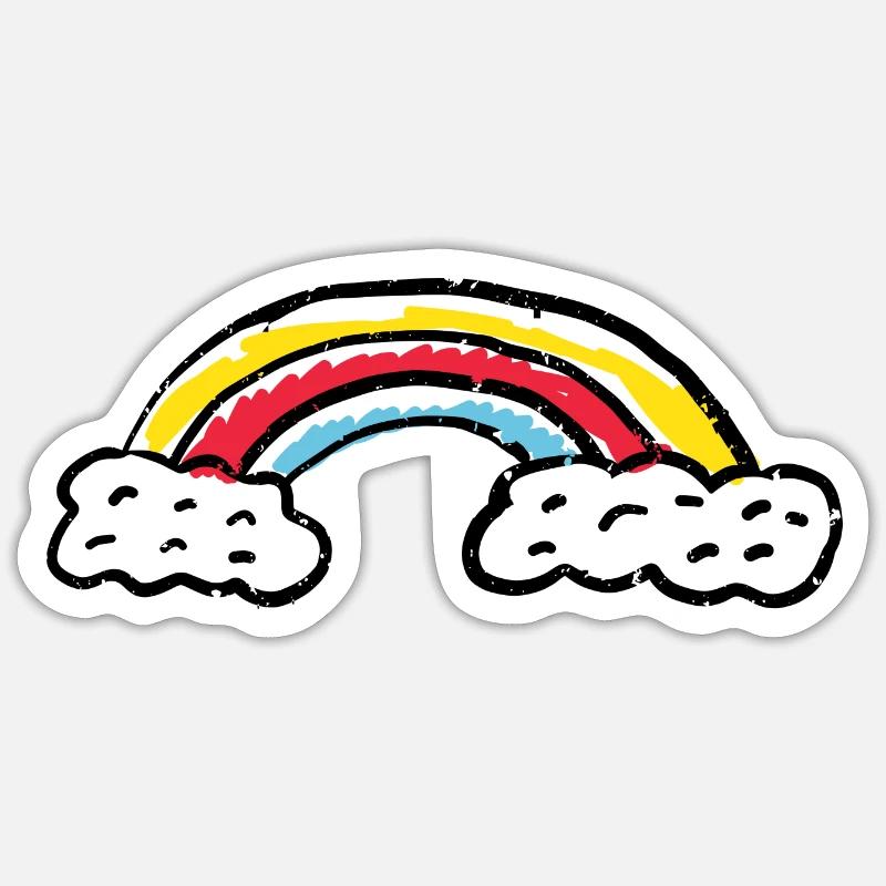 Regenbogen-Pinsel-Bogenstriche - Sticker Größe S (10 x 10 cm) - Mattweiß