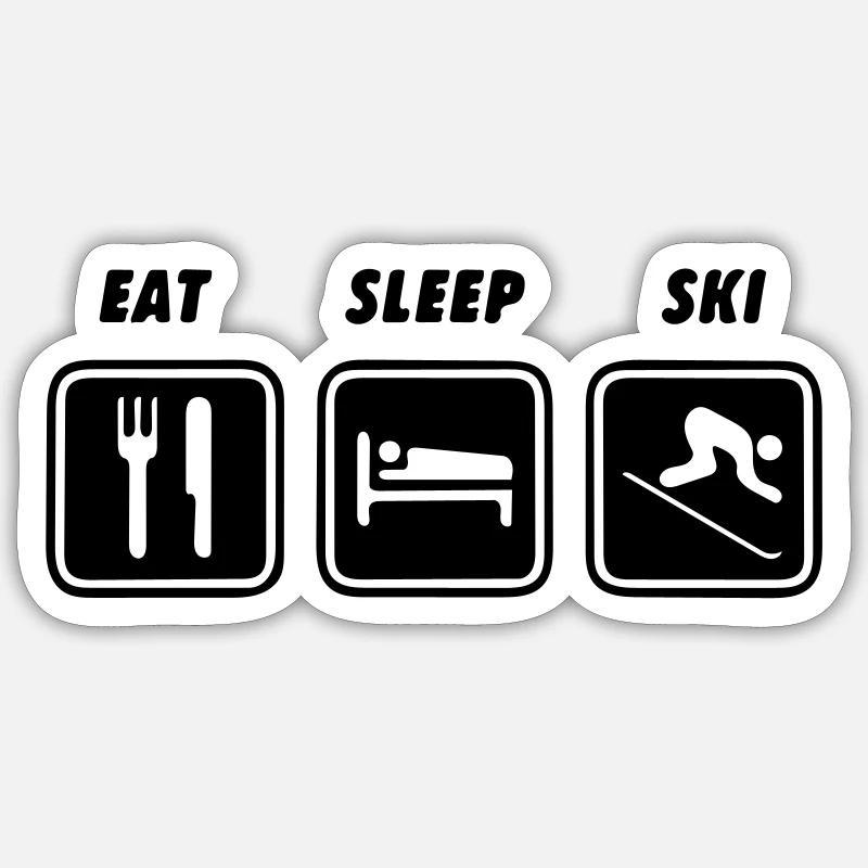 Manger dormir skier - Sticker taille S (10 x 10 cm) - blanc mat