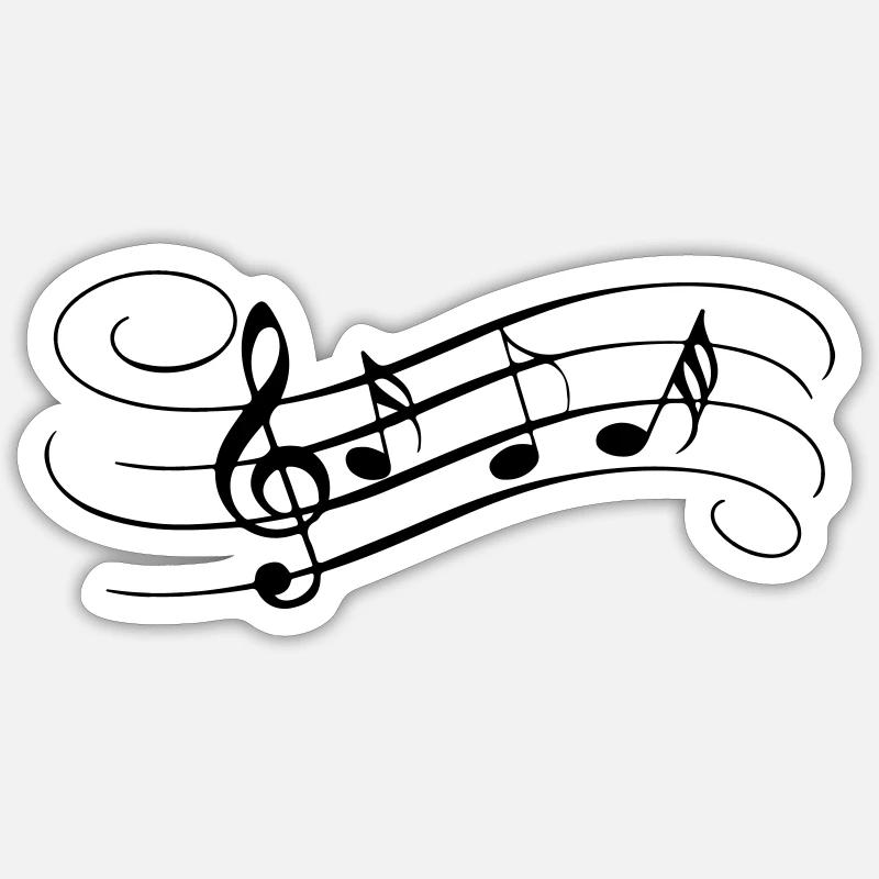 Envolée de notes - Sticker taille S (10 x 10 cm) - blanc mat