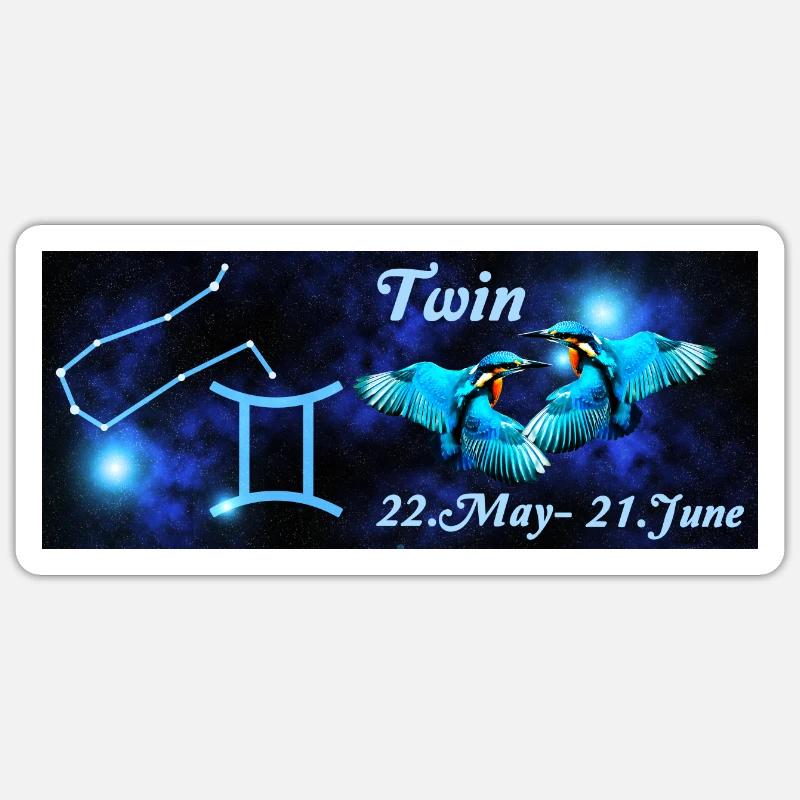 Sternzeichen Zwilling, Eisvogel, Sternbild Sticker Größe S (10 x 10 cm)