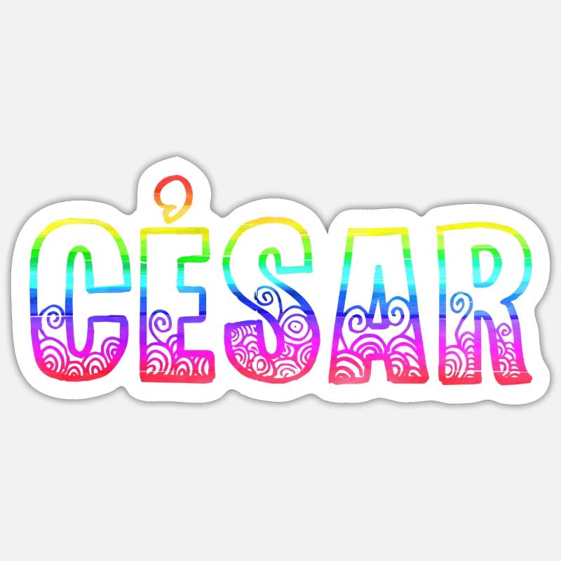 césar rs regenbogen - Sticker Größe S (10 x 10 cm) - Mattweiß