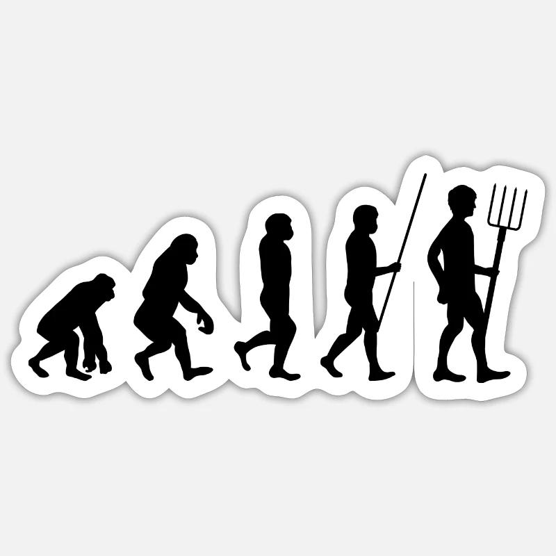 Landwirt Evolution lustiges Geschenk Bauer - Sticker Größe S (10 x 10 cm) - Mattweiß