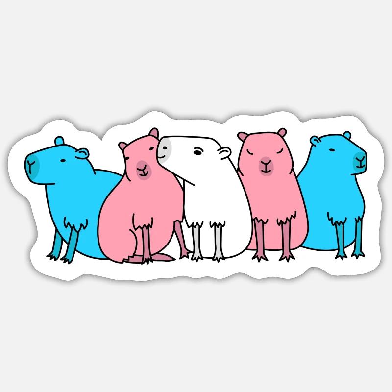 Conception de Capybara Trans Flag pour les personnes trans - Sticker taille S (10 x 10 cm) - blanc mat