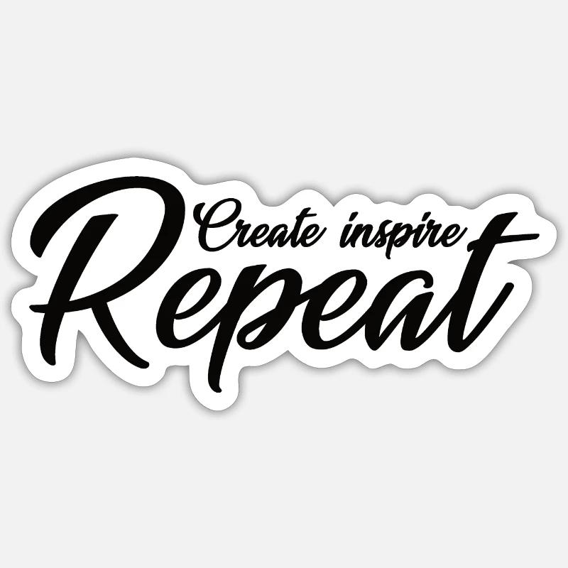 create inspire repeat - Sticker size S (10 x 10 cm) - white matte