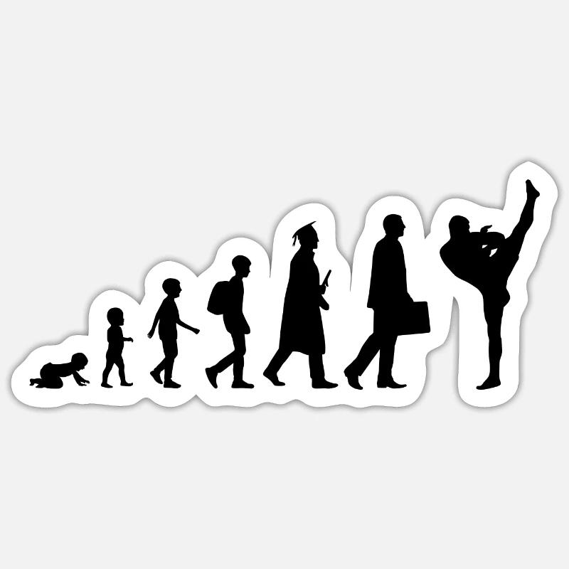 Évolution du kickboxeur - Sticker taille S (10 x 10 cm) - blanc mat
