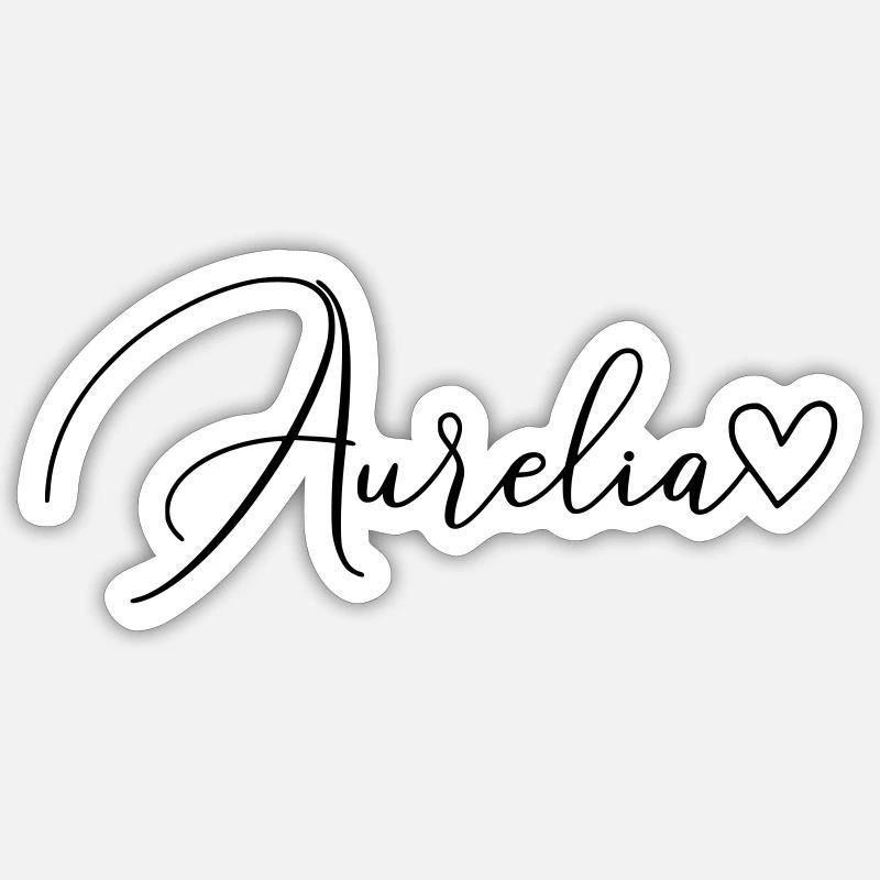 Aurelia Name Vorname Mädchen - Sticker Größe S (10 x 10 cm) - Mattweiß