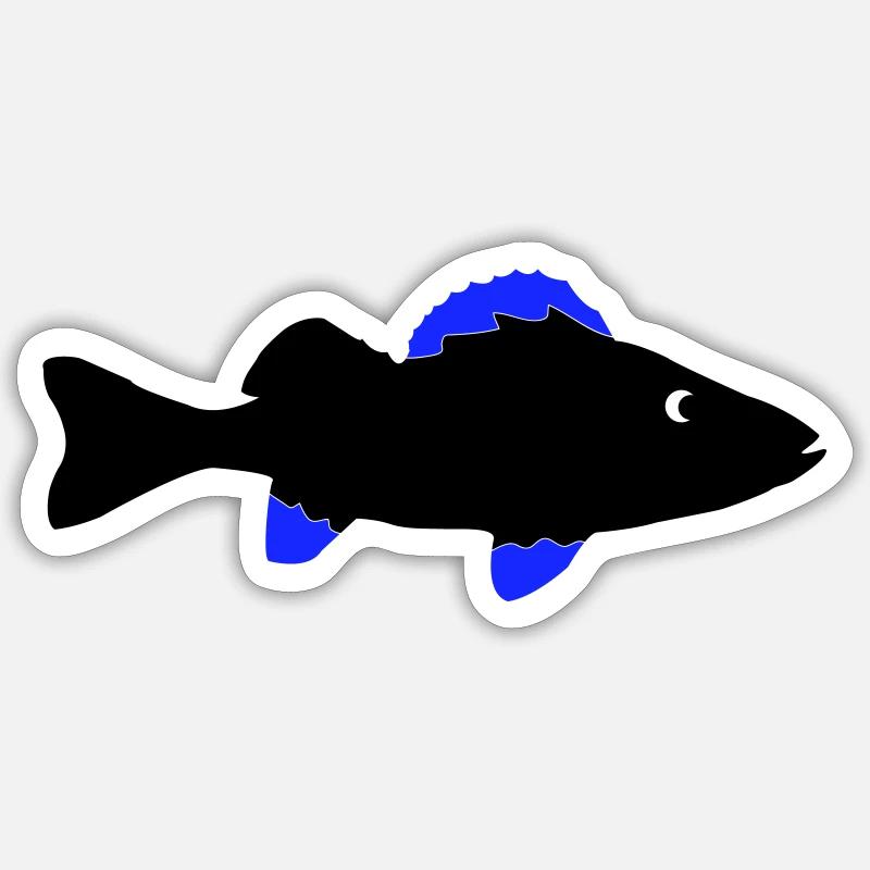 Poisson perche - Sticker taille S (10 x 10 cm) - blanc mat