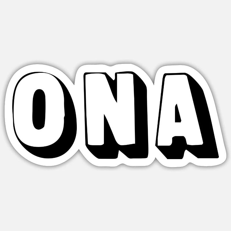 Nom - Ona - Sticker taille S (10 x 10 cm) - blanc mat
