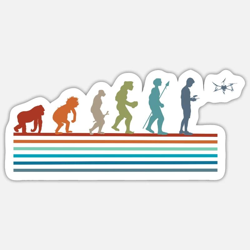 Vintage-Retro-Evolution-Drohne Sticker Größe S (10 x 10 cm)