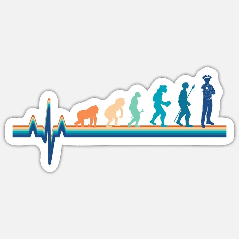 Evolution Heartbeat Policeman Sticker size S (10 x 10 cm)