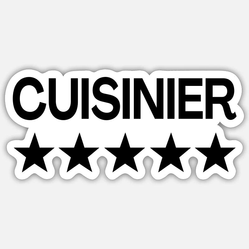 Cuisinier 5 Étoiles - Sticker taille S (10 x 10 cm) - blanc mat