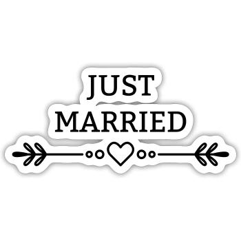 Just married with heart and floral elements - Sticker size S (10 x 10 cm) - white matte - Front
