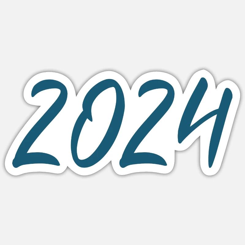 2024 Silvester Neujahr - Sticker Größe S (10 x 10 cm) - Mattweiß