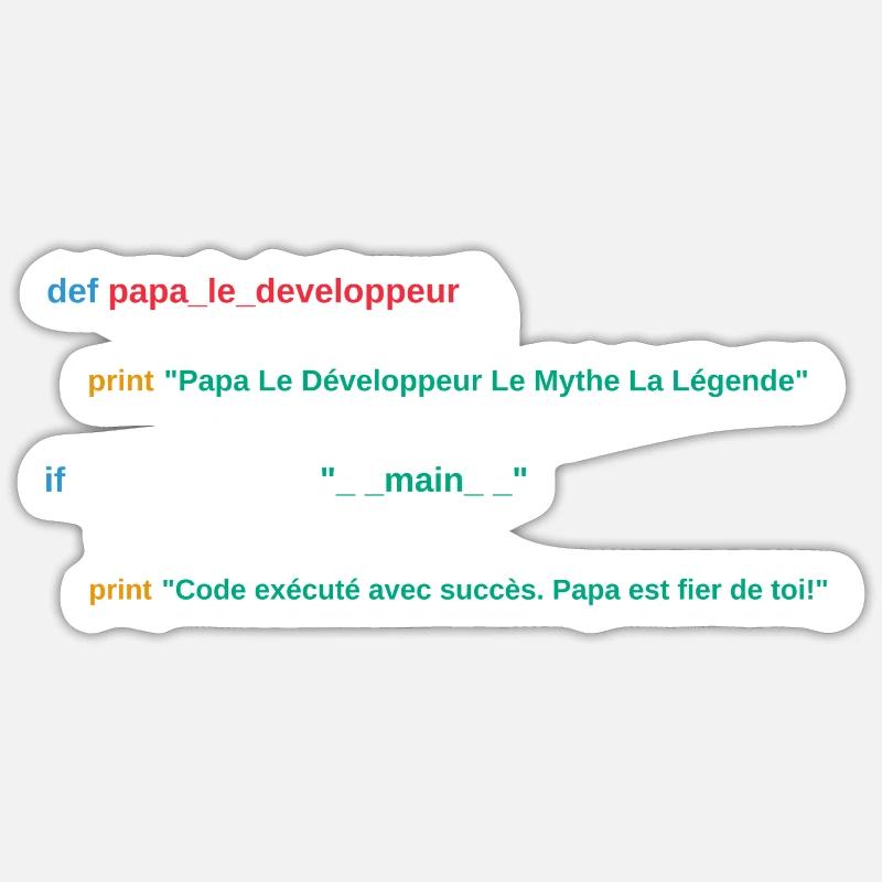 Code du programme Papa développeur Sticker taille S (10 x 10 cm)