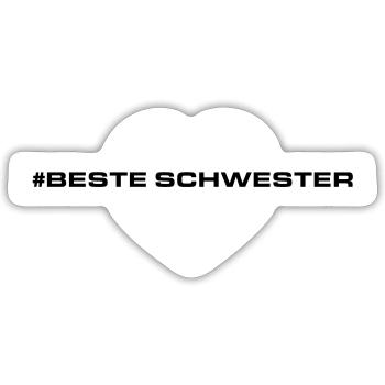 Beste Schwester Herzen Liebe - Sticker Größe S (10 x 10 cm) - Mattweiß - Vorne