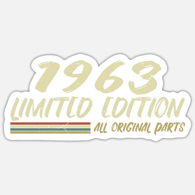 1963 Geburtstagsgeschenkidee 1963 - Sticker Größe S (10 x 10 cm) - Mattweiß