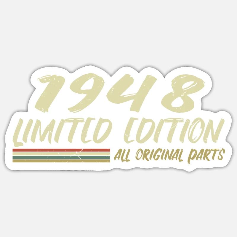 1948 Geburtstagsgeschenkidee 1948 - Sticker Größe S (10 x 10 cm) - Mattweiß