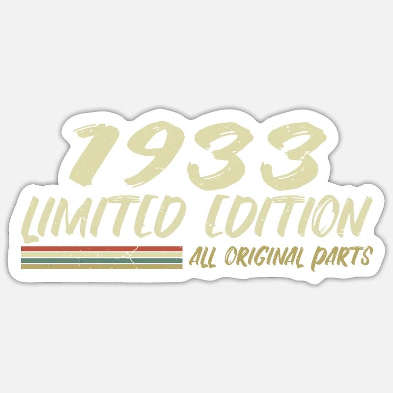 1933 Geburtstagsgeschenkidee 1933 Sticker Größe S (10 x 10 cm)