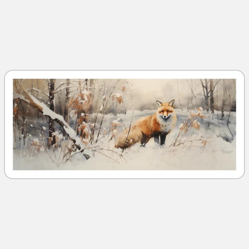 Fox Landscape Snow - Sticker size S (10 x 10 cm) - white matte