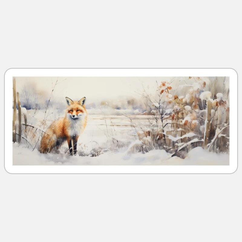 Fox Landscape Snow - Sticker size S (10 x 10 cm) - white matte