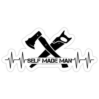 selfmade man Symbol Logo Herzschlag Handwerker - Sticker Größe S (10 x 10 cm) - Mattweiß - Vorne