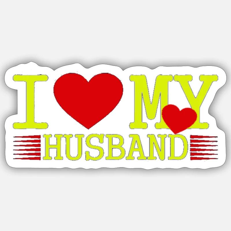 J’aime mon mari - Sticker taille S (10 x 10 cm) - blanc mat