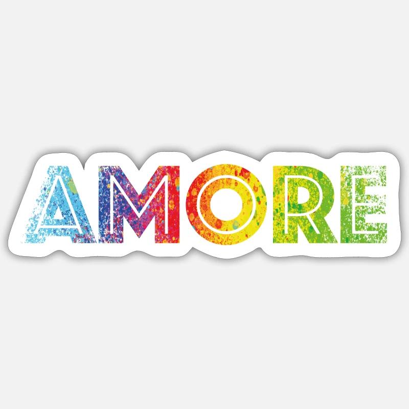 AMORE colours speckled - Sticker size S (10 x 10 cm) - white matte