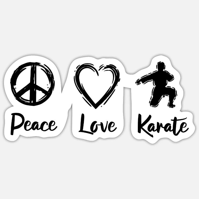 Karaté Amour - Sticker taille S (10 x 10 cm) - blanc mat