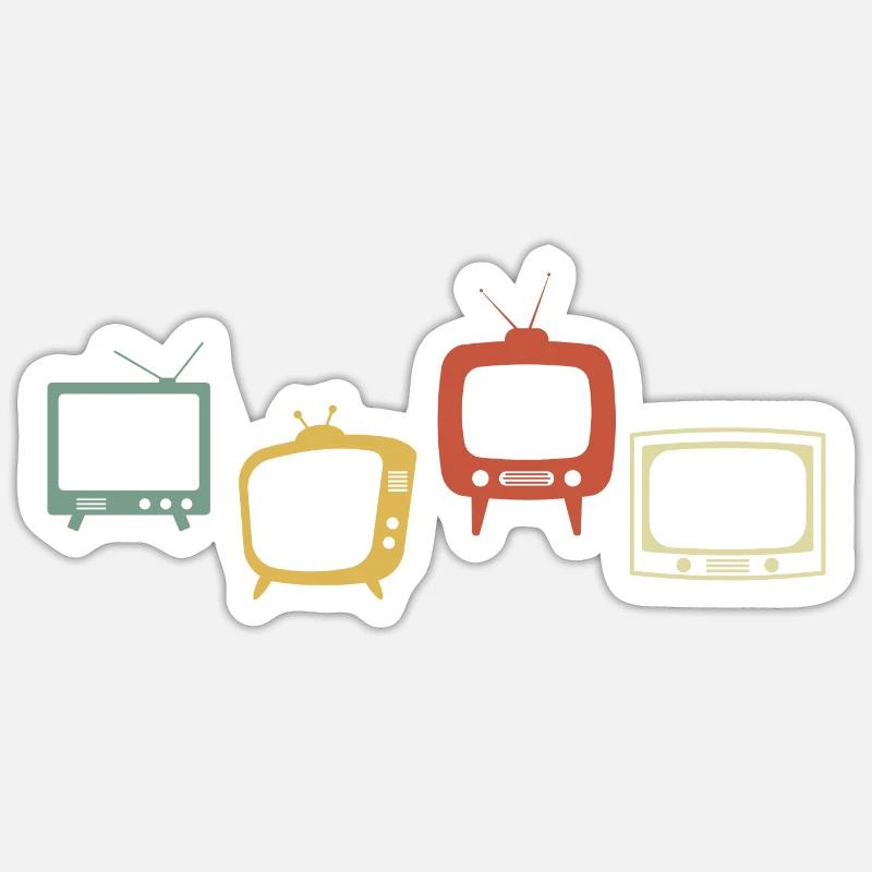 télévision rétro vintage - Sticker taille S (10 x 10 cm) - blanc mat