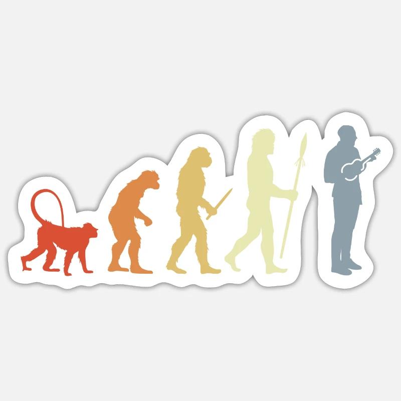 Vintage Ukulelist Evolution Sticker Größe S (10 x 10 cm)