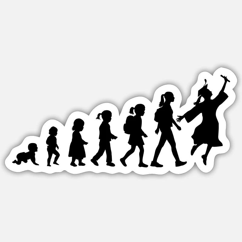 Evolution Schoolchild High School Graduate Sticker size S (10 x 10 cm)