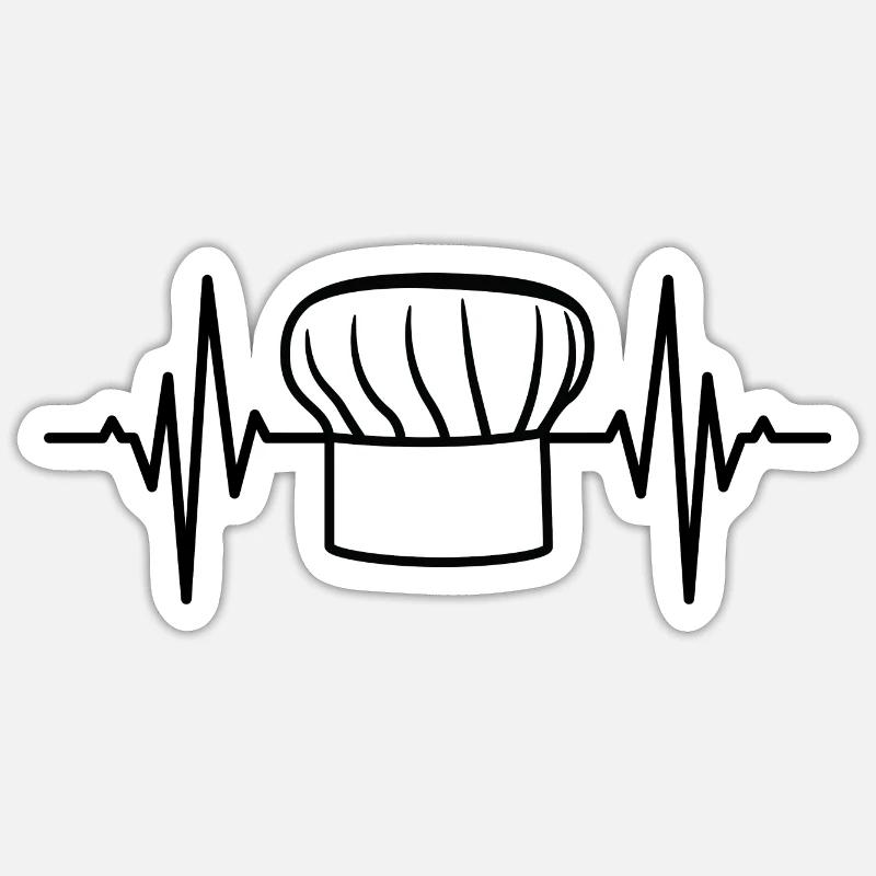 Bäcker Hut Herzschlag - Sticker Größe S (10 x 10 cm) - Mattweiß