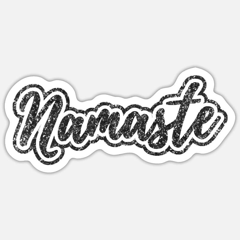 Namaste Noir (Vieilli) - Sticker taille S (10 x 10 cm) - blanc mat