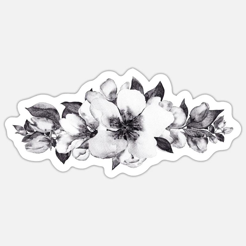 Fleurs grises. - Sticker taille S (10 x 10 cm) - blanc mat