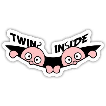 Twins Inside Zwillinge 2 Babys Schwanger Bauch - Sticker Größe S (10 x 10 cm) - Mattweiß - Vorne
