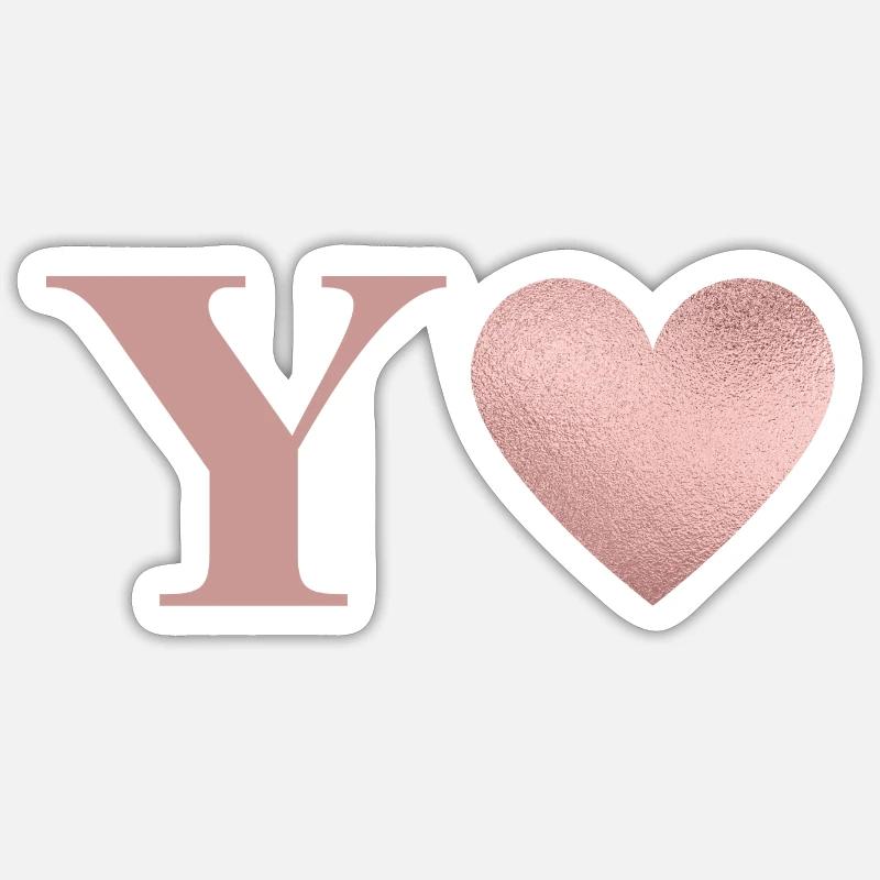Buchstabe y Herz roségold - Sticker Größe S (10 x 10 cm) - Mattweiß