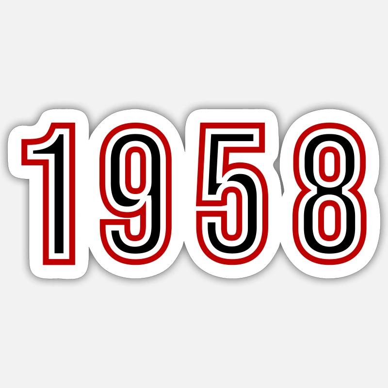 1958 Numéro de l’année - Sticker taille S (10 x 10 cm) - blanc mat