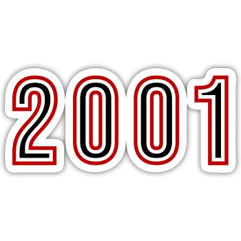 2001 Year Number - Sticker size S (10 x 10 cm) - white matte - Front